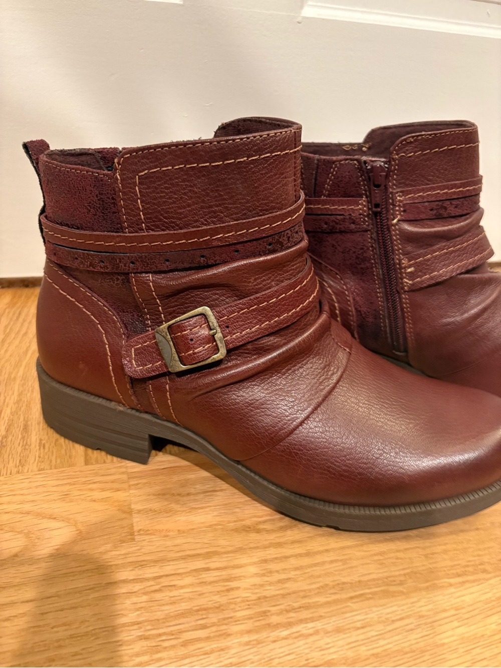 Earth Origins Merlot Leather Zip-up Boot Sz 11 - Picture 2 of 8